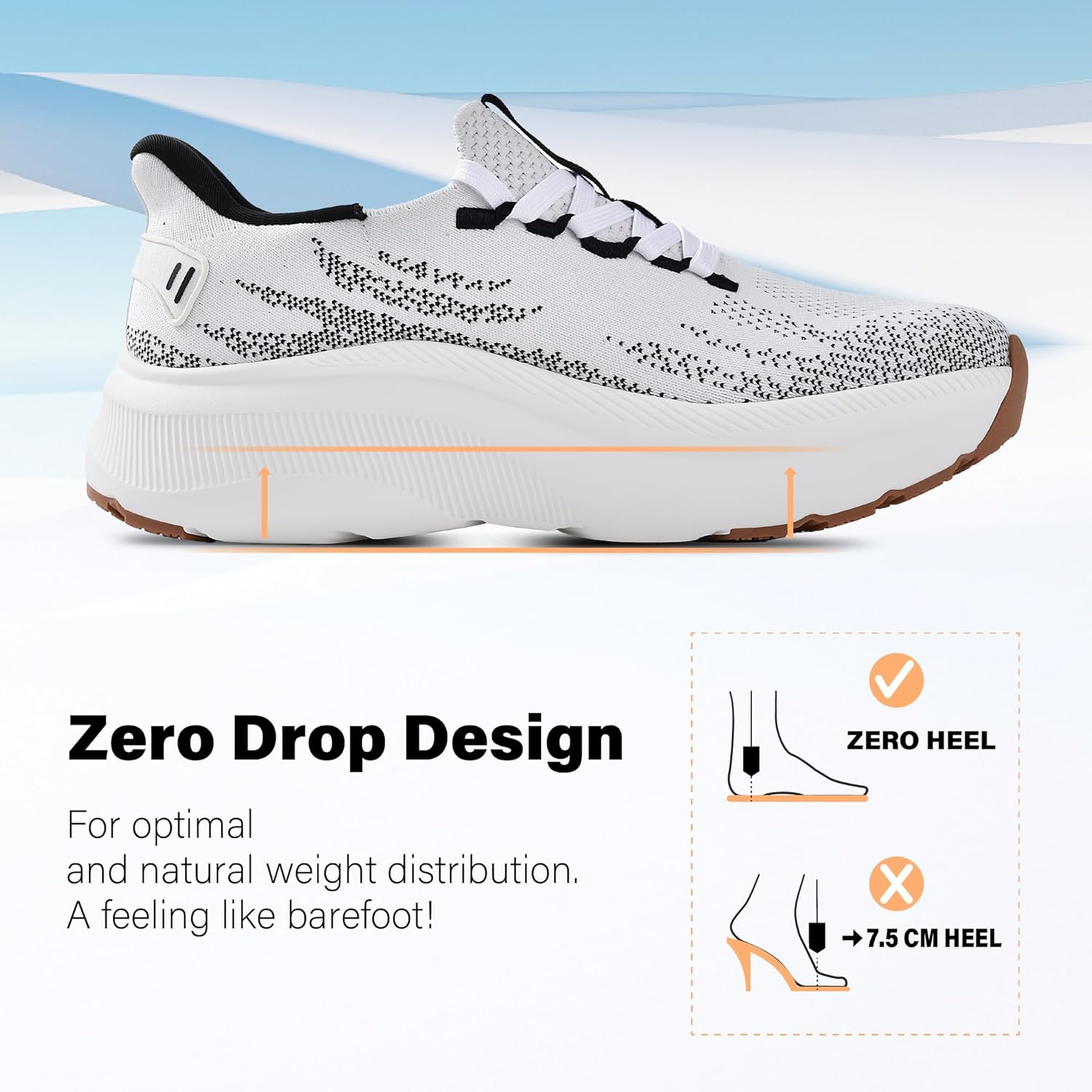 JACKSHIBO Slip in Women Hands Free Walking Shoes Wide Toe Box Arch Support with Metatarsal Pads Athletic Tennis Sneakers Slip on Breathable Plantar Fasciitis Orthopedic Thick Cushion Zero Drop Sole - Image 3