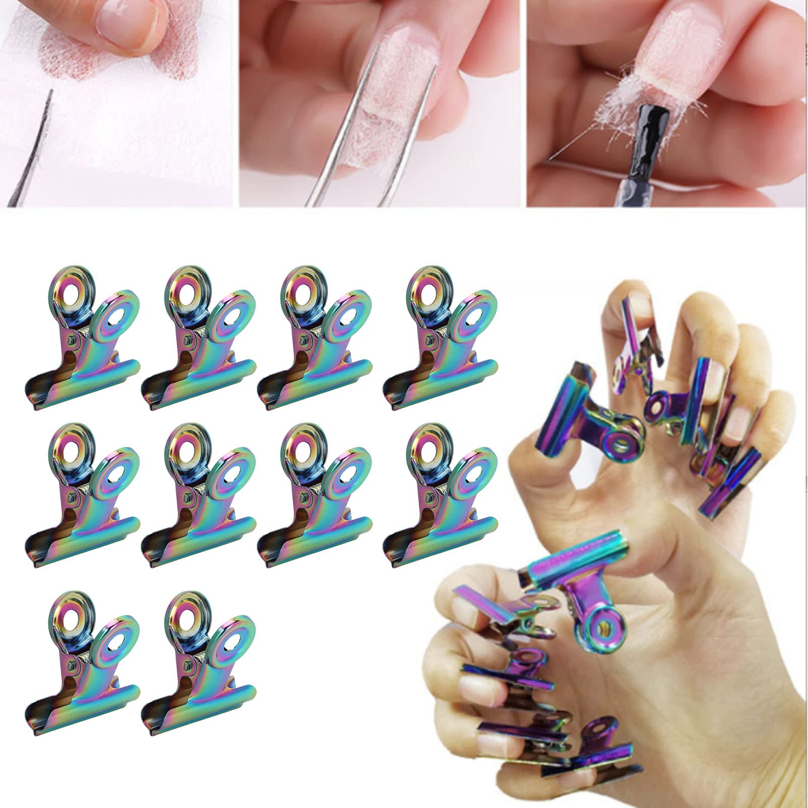 Clip per Punte per Unghie, 10 Pezzi Clip per Punte per Unghie Clip per Estensione per Manicure Leggera Clolorful Strumento per Nail Art per Manicure Fai da Te Nail Art per Poligel Estensione per Unghi