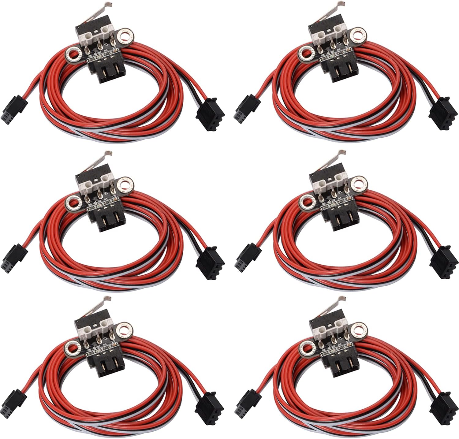 6 Pack Mechanical Endstop Limit Switch Module Endstop Switch Horizontal Type with 1M Cable for 3D Print Parts Ramps1.4