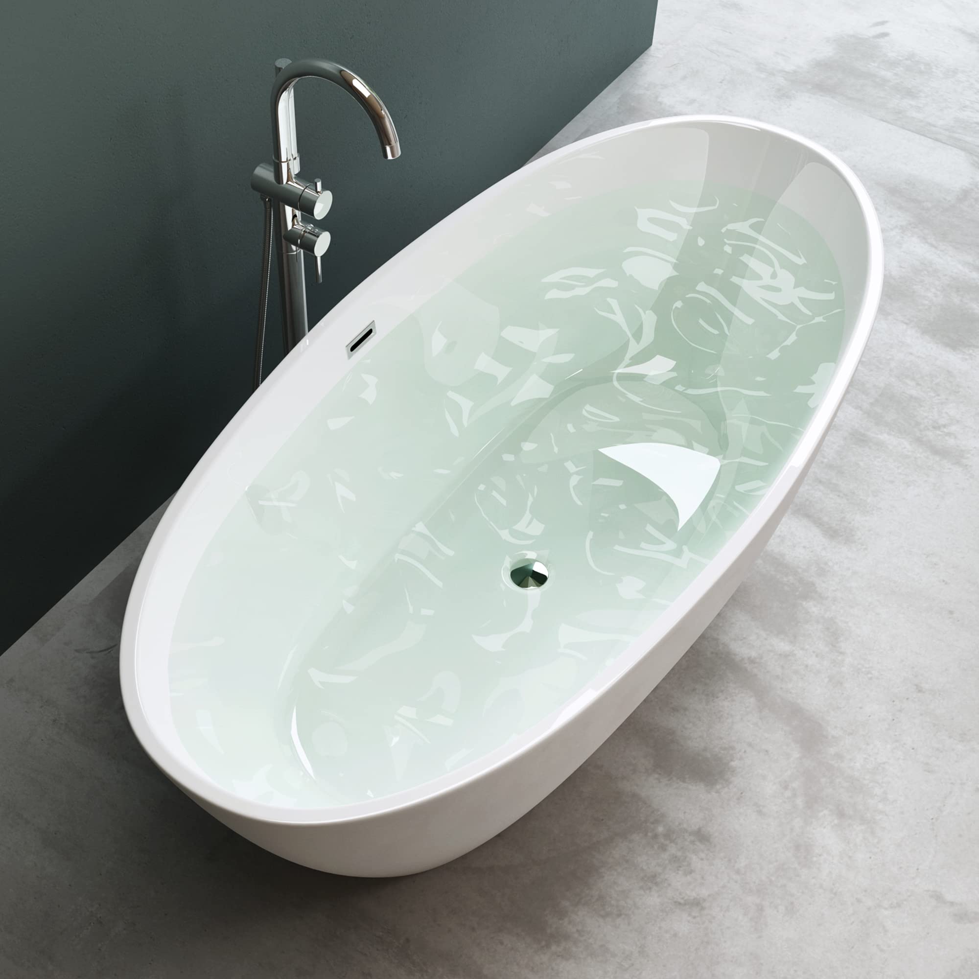 Mai & Mai Freistehende Badewanne aus Acryl inkl. Pop-Up Ablaufgarnitur