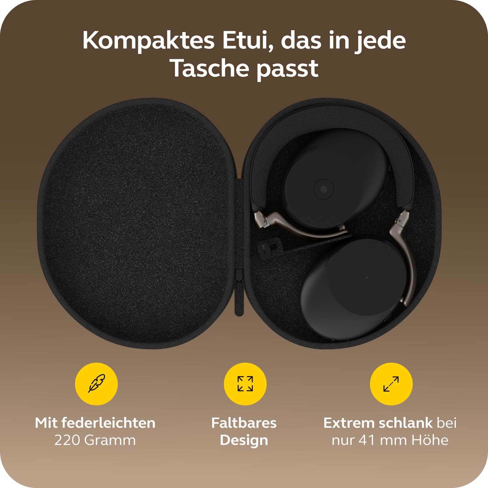 Jabra Evolve3 85 Over-Ear Bluetooth Headset kabellos mit Mikrofon für Büro, USB-C, KI-Sprachanruf, Adaptive Aktive Geräuschunterdrückung, 25h Akku, für Meeting-Apps, Schwarz