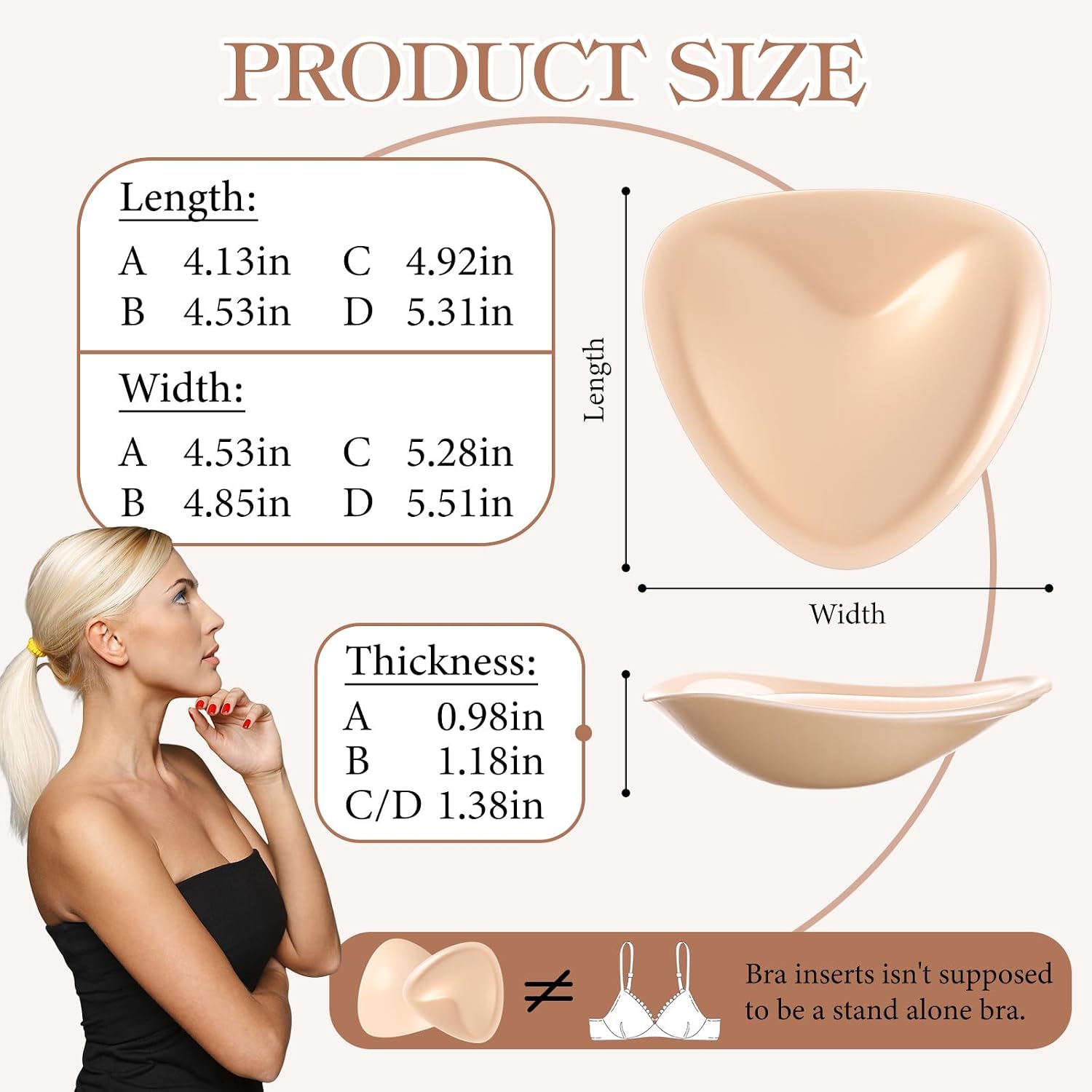 Handepo 2 Pair Double-sided Sticky Bra Inserts with 100 Nipple Covers Push up Sticky Pads for Sport Bikini Swimsuit