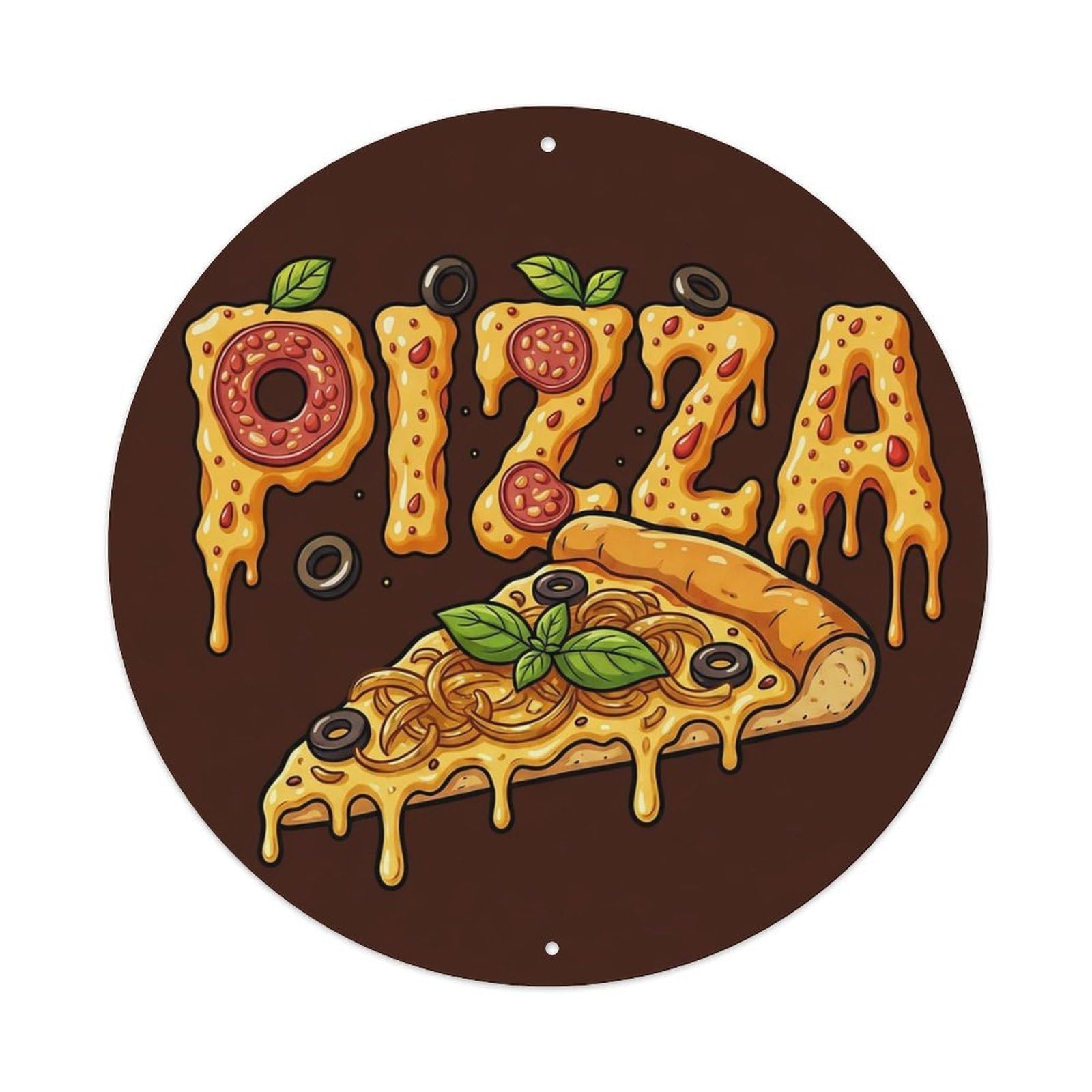 Huiyhb 8X8inch(20X20cm) Vintage Pizza Slice Caramelized Onion Metal Tin Sign
