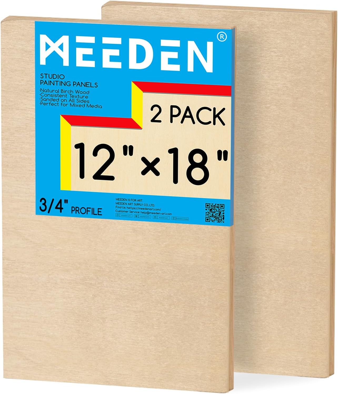 MEEDEN Unfinished Wood Canvas Board: 3/4” Deep 12x18” Wooden Canvas Panel Pack of 2 - Blank Cradled Wood Art Board for Painting