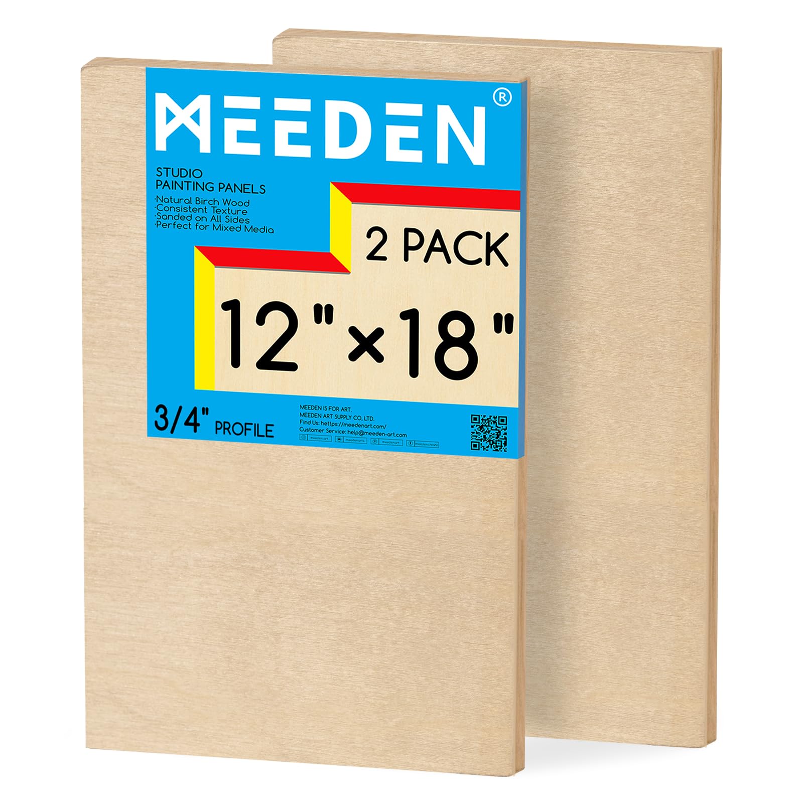 MEEDEN Unfinished Wood Canvas Board: 3/4” Deep 12x18” Wooden Canvas Panel Pack of 2 - Blank Cradled Wood Art Board for Painting