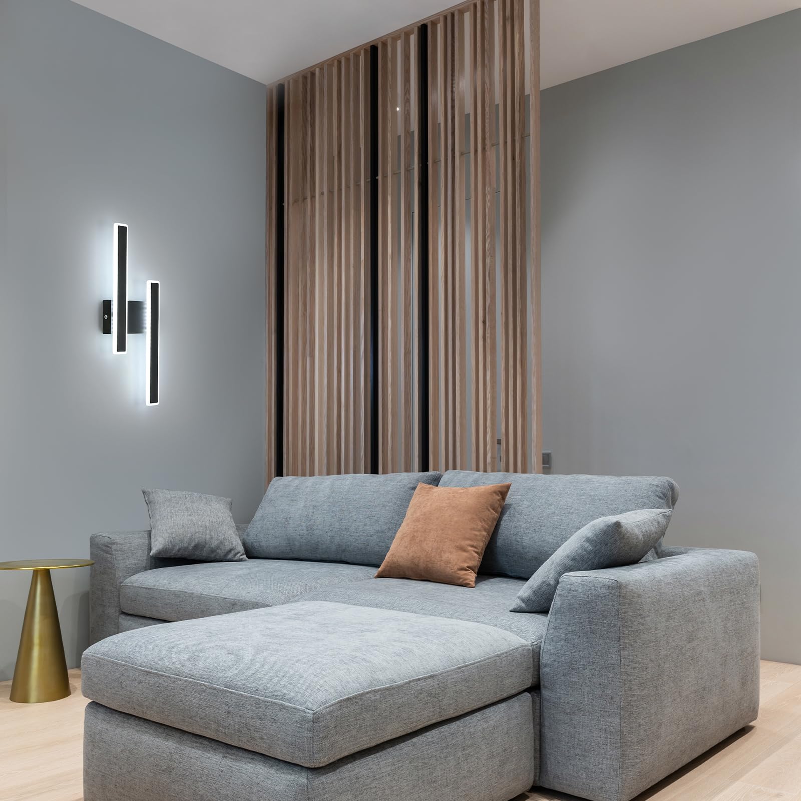 Comely Wewnętrzny Kinkiet LED, 32W 3600LM Nowoczesna Lampa Ścienna 6500K Zimna Biała Biel, Akrylowa Wewnętrzna Oprawa Ścienna Do Sypialni, Salonu, Korytarza, Schodów, Czarny