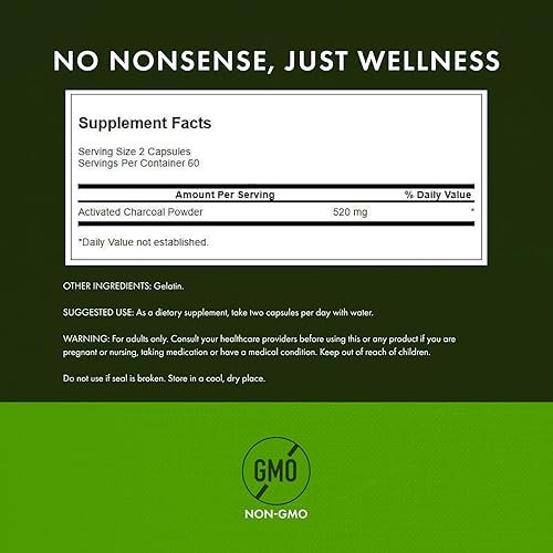 Miniatura 10 de Carbón activo 0,009 oz, 120 cápsulas de Swanson Premium, LAAM_B0047TP6D6, 1