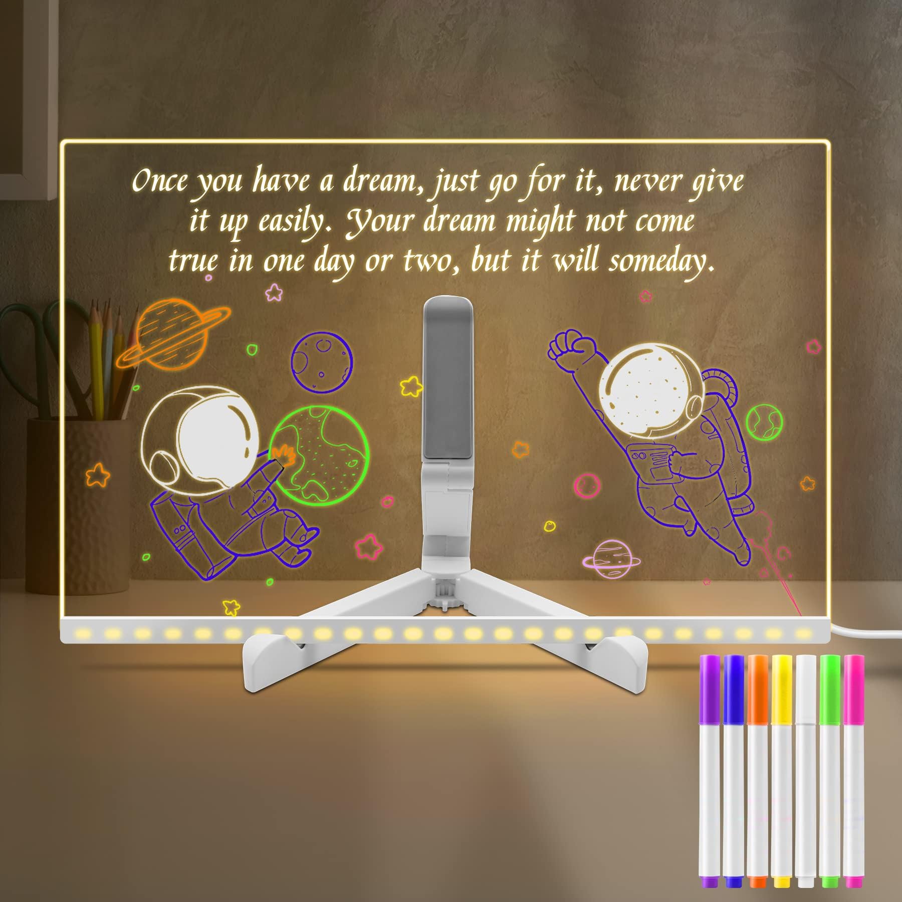 Sarsumir LED Message Board with 7 Colors Pen/Stand, Led Note Board