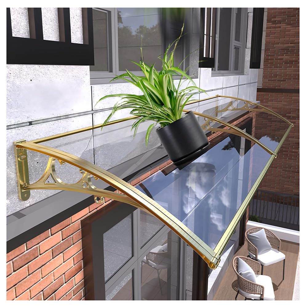 Tenda a baldacchino in policarbonato con staffa in alluminio, protezione UV per tutte le stagioni, protezione da pioggia e neve, per veranda e patio, 80 x 240 cm, design trasparente