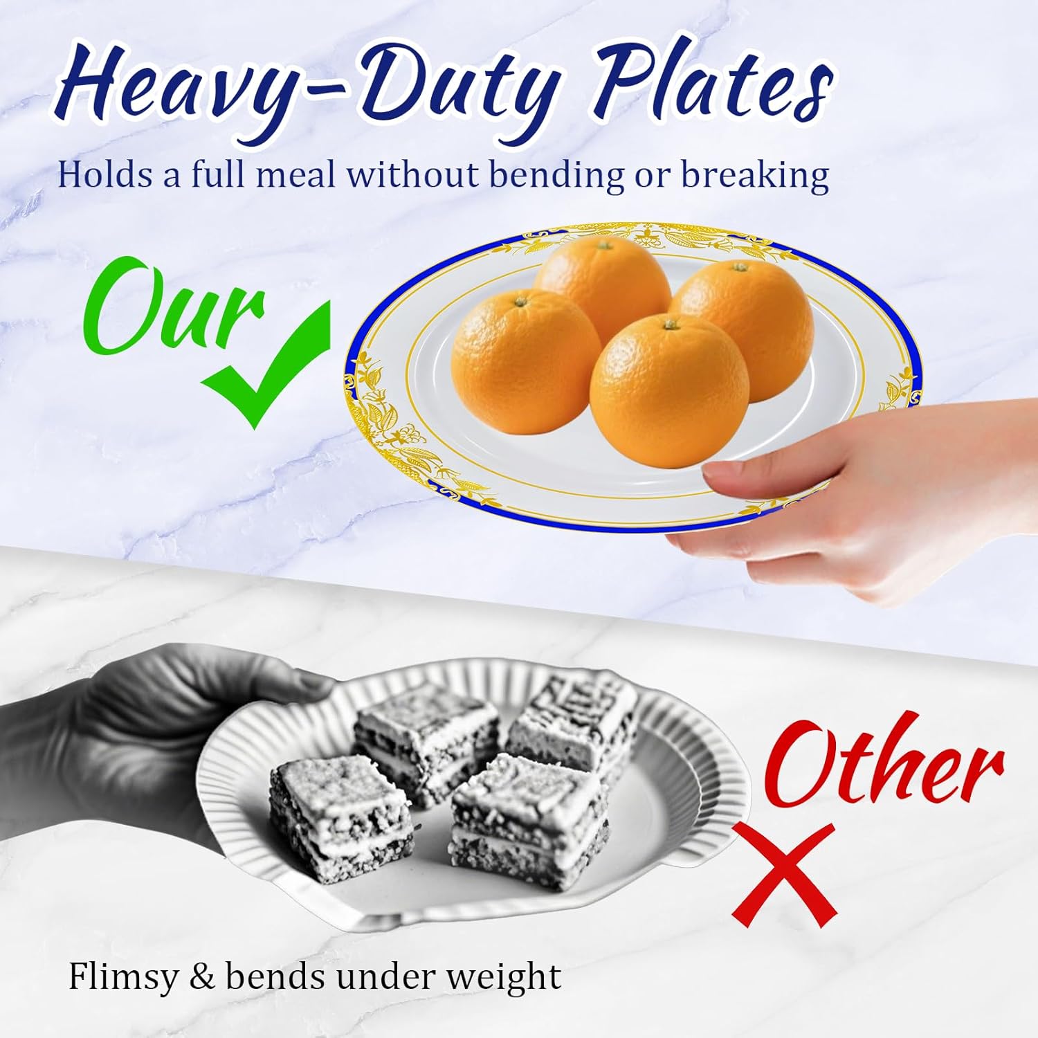MENDENG 175pcs Plastic Plates for Party Plates Disposable Heavy Duty Platos Desechables Elegantes for Wedding Reception Thanksgiving Christmas Plates and Cups and Napkins and Gold Cutlery Sets