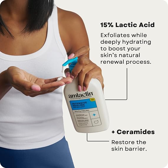 AmLactin Rapid Relief Restoring Lotion + Ceramides, 14.1 Ounce with Pump, Paraben Free