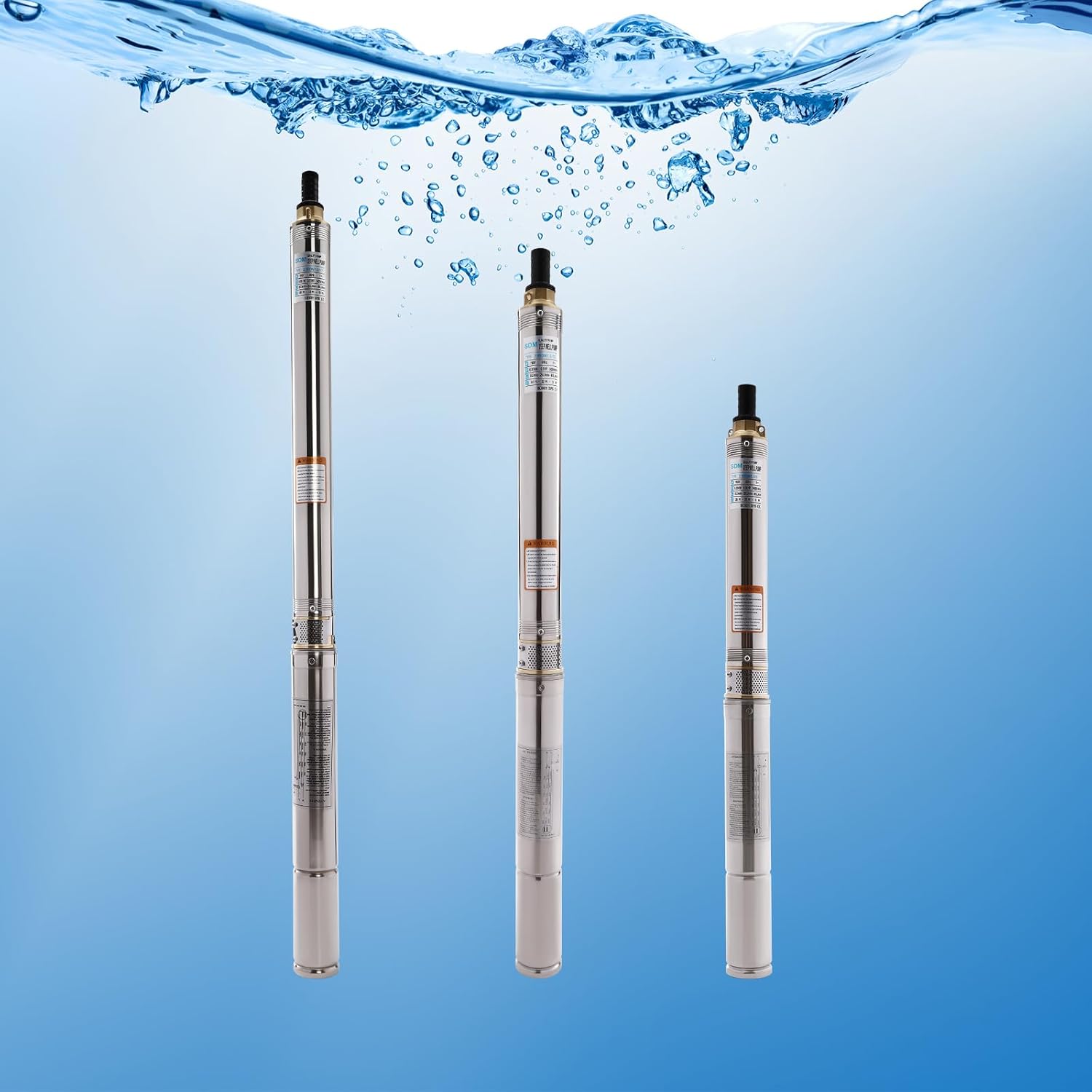 Deep Well Submersible Pump, 110V Stainless Steel Transfer Water Pump w/control box Irrigation Pump,Gas Powered Shallow Well Pump for Industrial, Home(0.25KW(0.33HP))
