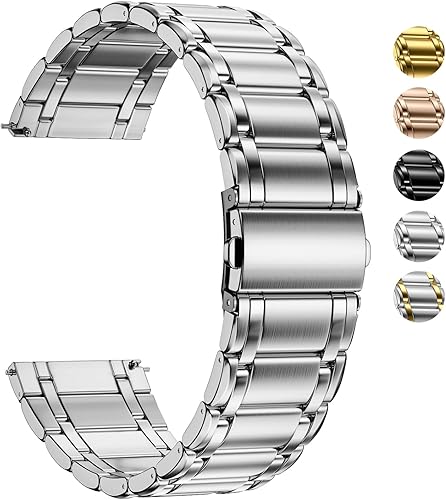 Fullmosa Correa de reloj de acero inoxidable de 0.787 in y 0.866 in, compatible con Samsung Galaxy Watch 543, Garmin Watch, Huawei Watch para