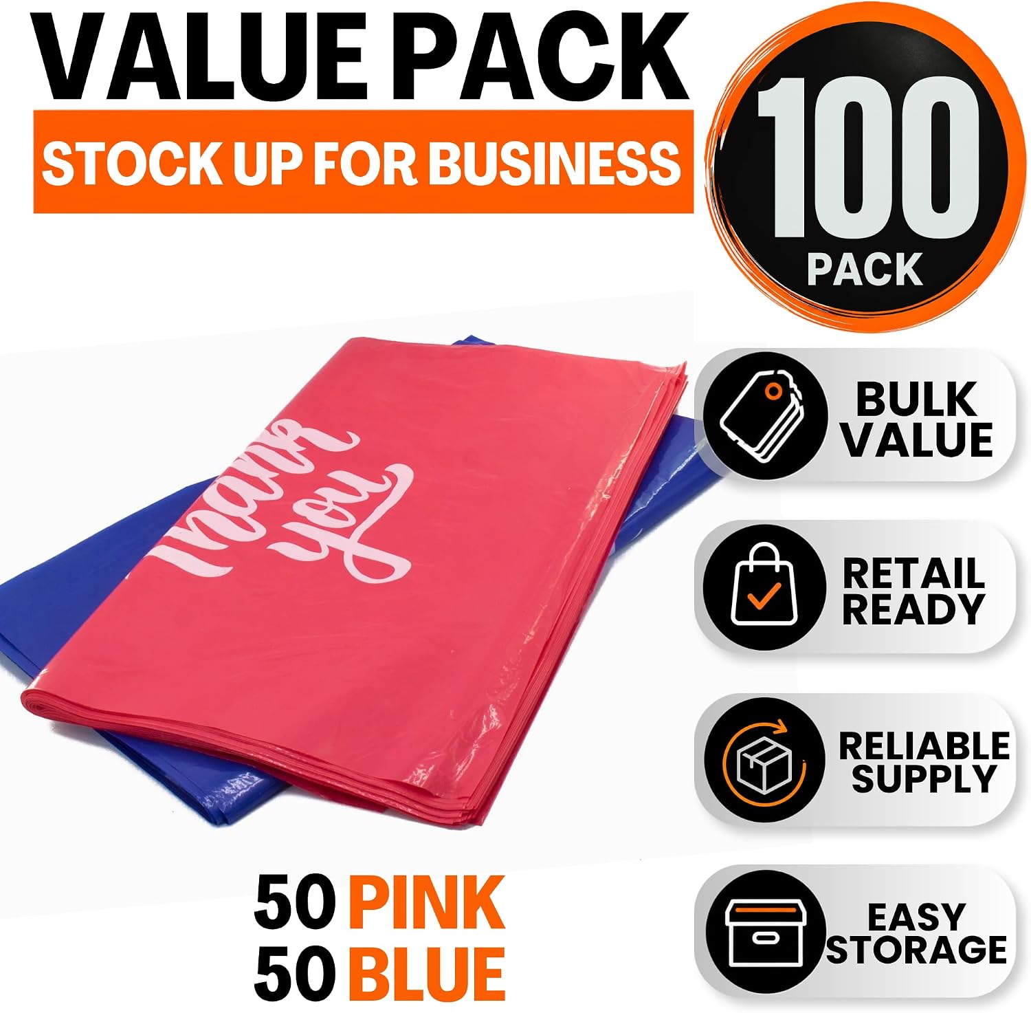 16x18 Large Thank You Bags for Small Business with Die-Cut Handles image 2