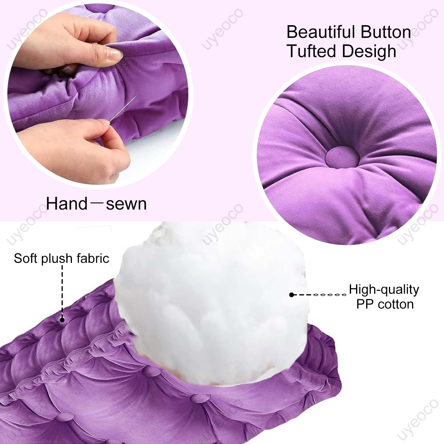 uyeoco 8-10cm Dickes Bankauflage Bankkissen, Samt Sitzkissen Bank Sitzauflage Innen Outdoor, Qualität Waschbare Gartenbank Auflage,Rechteck Sitzkissen Groß Für Terrasse, Esstisch(Violet,150x50x10cm)