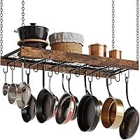 Vista 8 de Hanging Pot Rack, Ceiling Wall Mounted Pot Rack for Kitchen, Industrial Style Pot Hanger with 18 Hooks, Cookware Storage Organizer, for Pots and