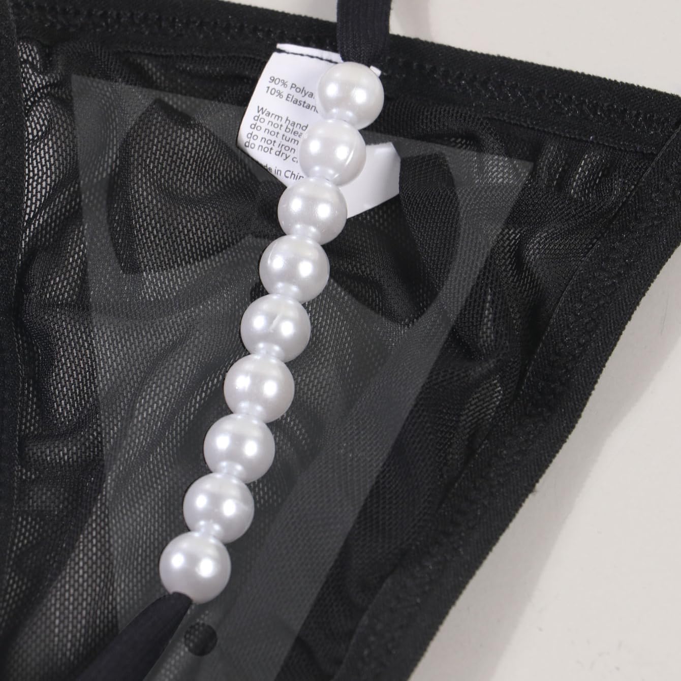Mens Sheer Mesh Thong Underwear, Low Rise G-string Bikini Briefs, Sexy T-back with Pearls