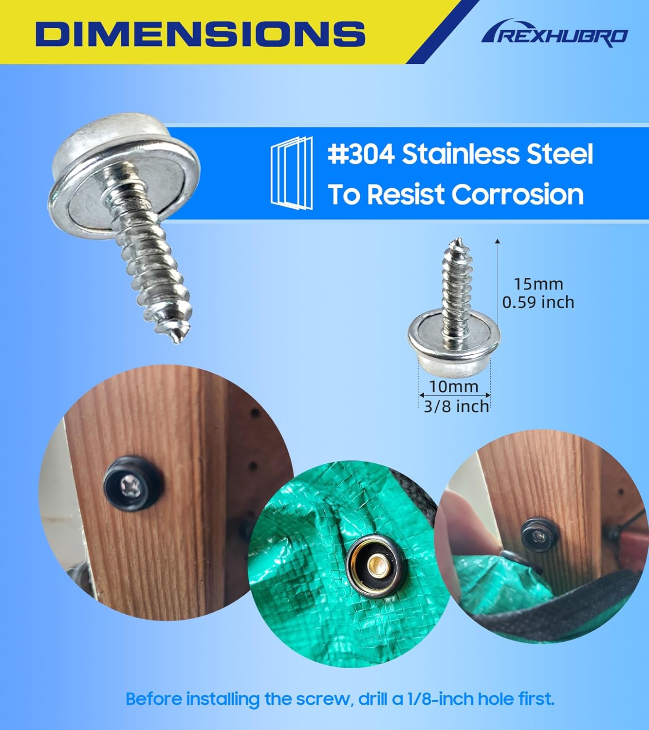 350 Pcs Canvas Snap Kit, Boat Canvas Snaps, 3/8" Socket Stainless Steel Snaps Marine Grade for Clothing Leather Fabric Canvas (Silver)