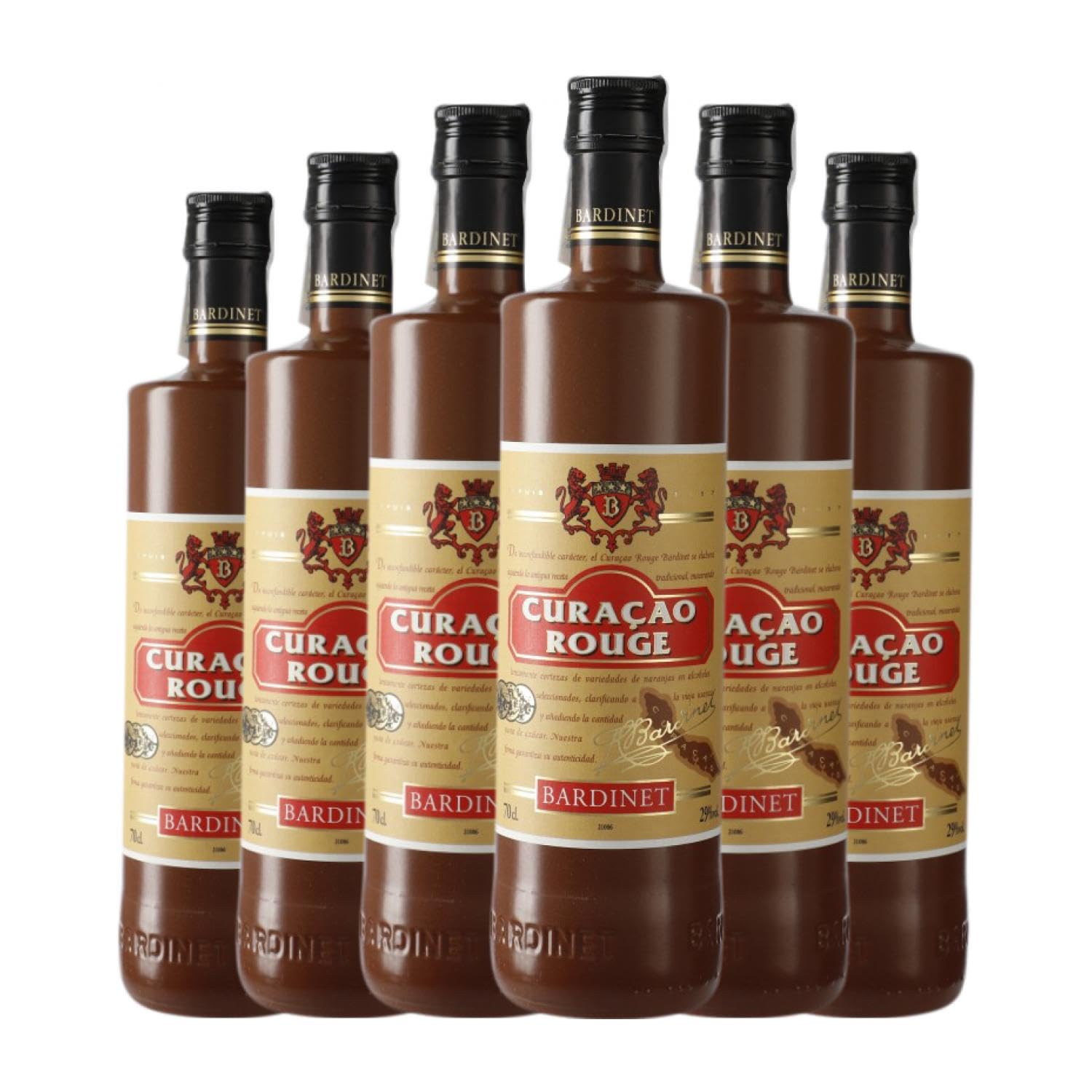Licores Bardinet Curaçao Rouge Licor de Naranja 70 cl (Caja de 6 Botellas de 70 cl)