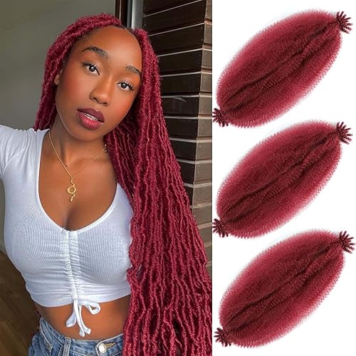 Cabello afro Twist de 12 pulgadas, 3 paquetes, cabello afro trenzado elástico preesponjado, cabello previamente separado para extensiones de cabello