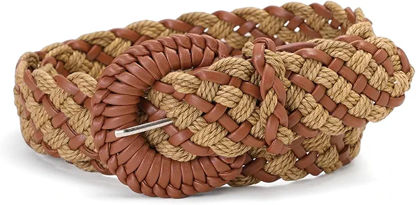 YooAi Woven Belts for Women Braided Leather Belt Wide Fashion Boho Waist Belt for Dresses Jeans Pants