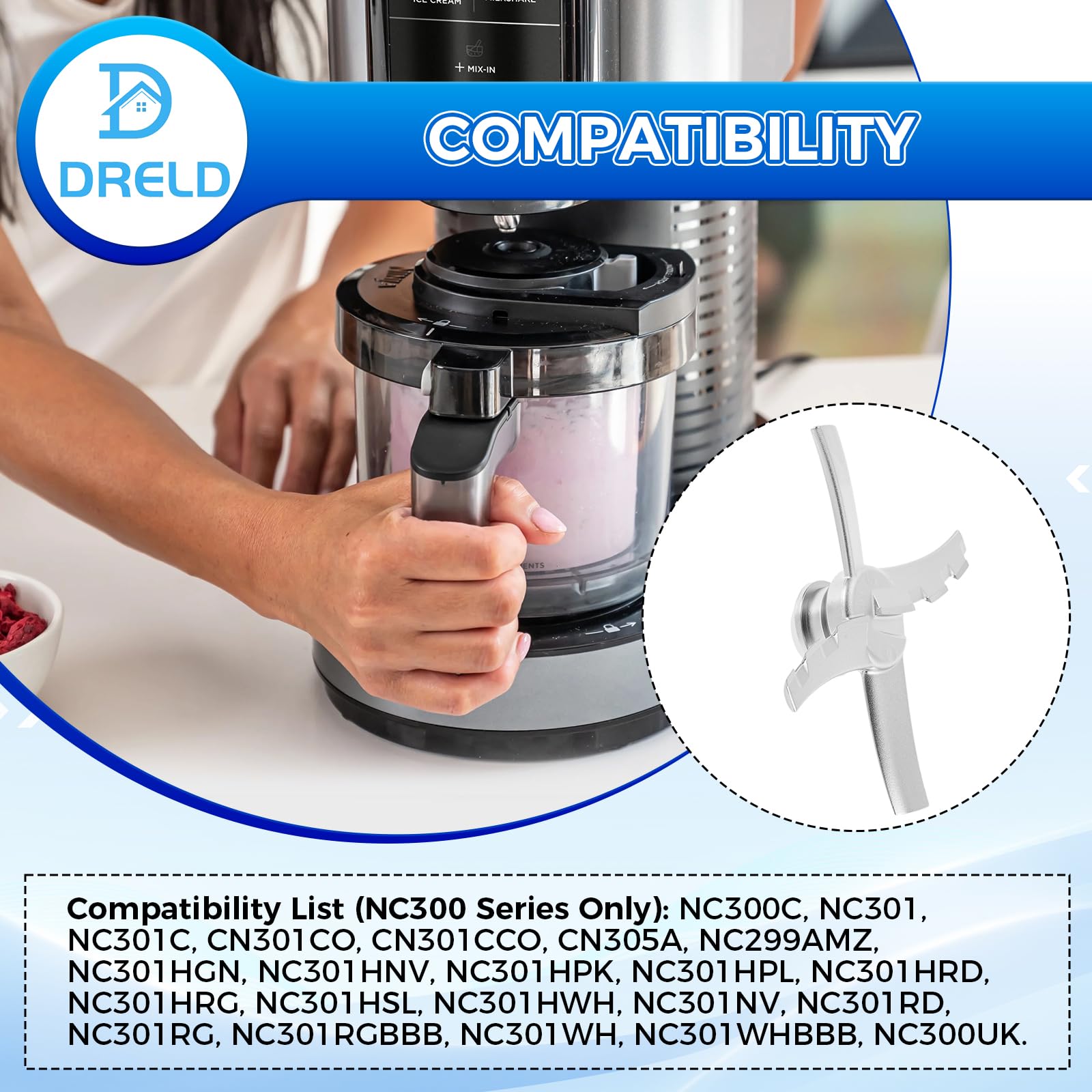 NC301 NC301 Series Ice Cream Maker Paddle, NC301 wymienne ostrze NC301, tolerator NC300 NC301 Creami Ice Cream Maker