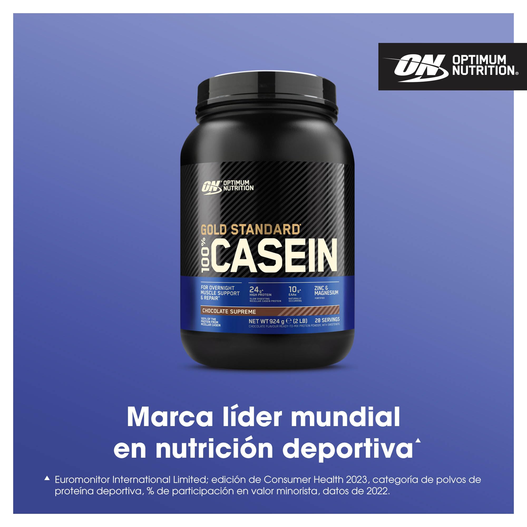 Optimum Nutrition Gold Standard 100% Proteína de Caseína en Polvo, Sabor Chocolate Supremo, 924g, 24 Servicios