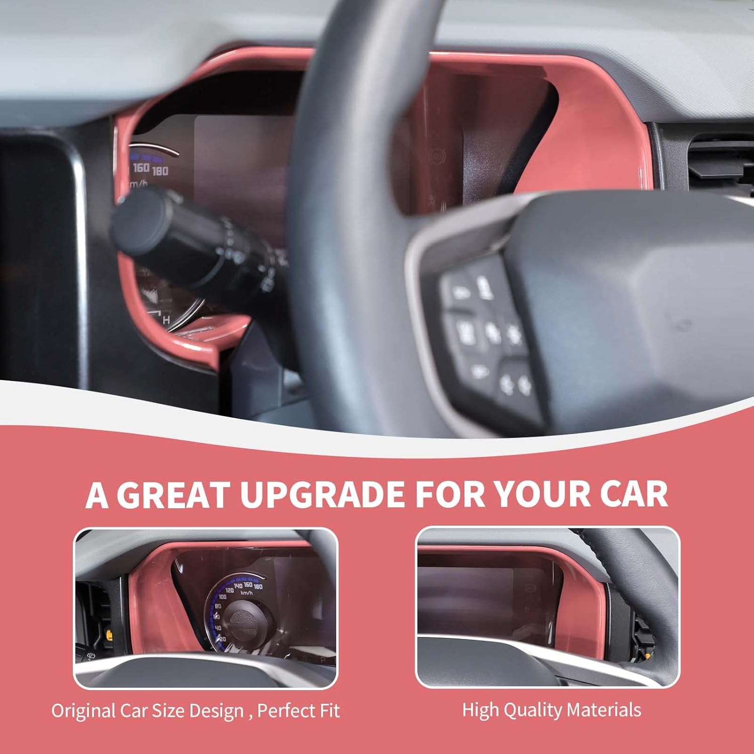 for Bronco Dashboard Panel Trim, Center Control Dash Board Cover Compatible with 2021-2024 Ford Bronco Interior Accessories, Pink (Not for 2025 Bronco, Not for Sport)