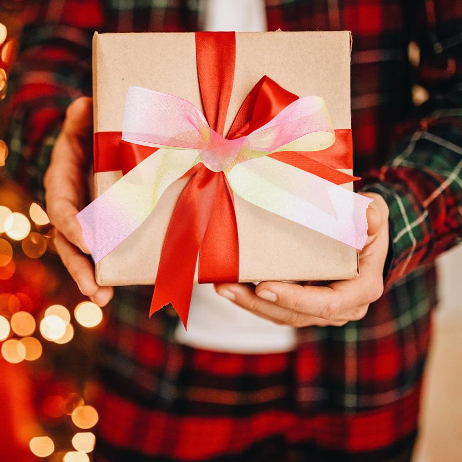 3,6cm Breites Schimmerndes Chiffonseidenband mit Farbverlauf 45m Lang Leicht Formbar Luxuriöses Geschenk und Dekoband für Bastelarbeiten und Geschenkverpackungen