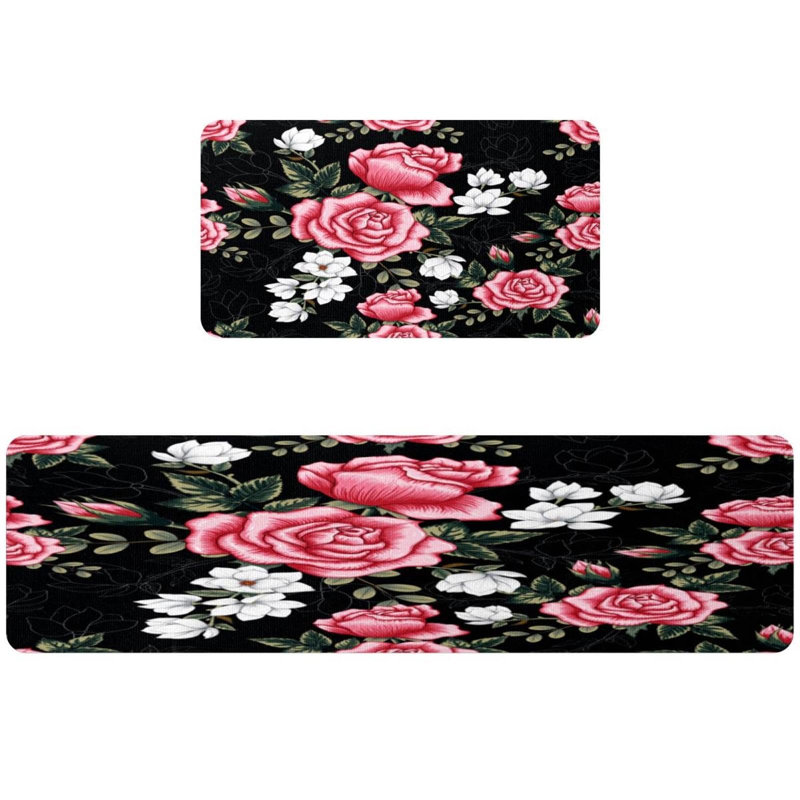 Alfombrillas de cocina VAPOKF de alta densidad lavables con estampado floral