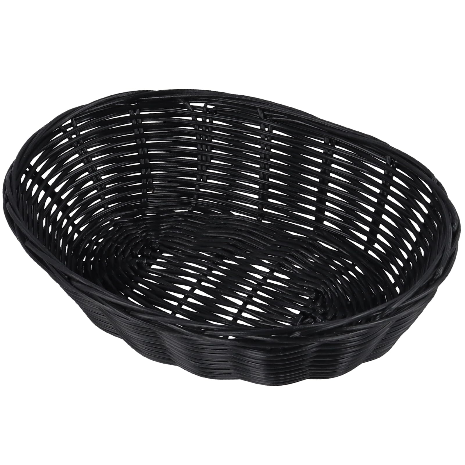 FUNSUEI Lot de 18 corbeilles à pain ovales en plastique - 23 x 15 x 6 cm - Noir