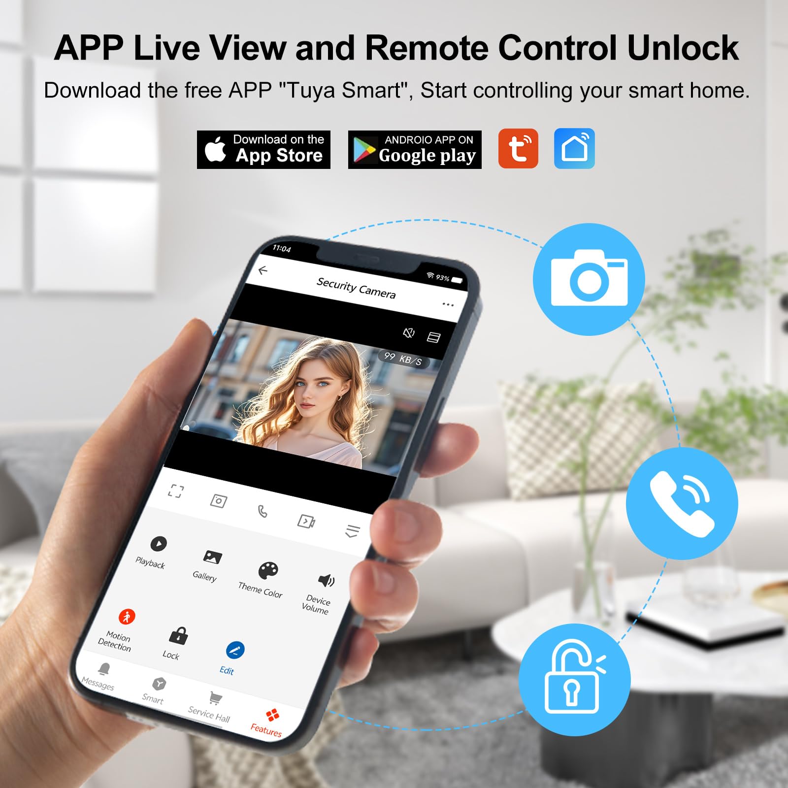 Vidéophone Intelligent WiFi Tuya 2 Fils, 1080P Caméra Vidéo avec Moniteur Écran Tactile de 7", Audio Bidirectionnel, Déverrouillage via APP &Carte RFID, Détection de Mouvement, Étanche IP65