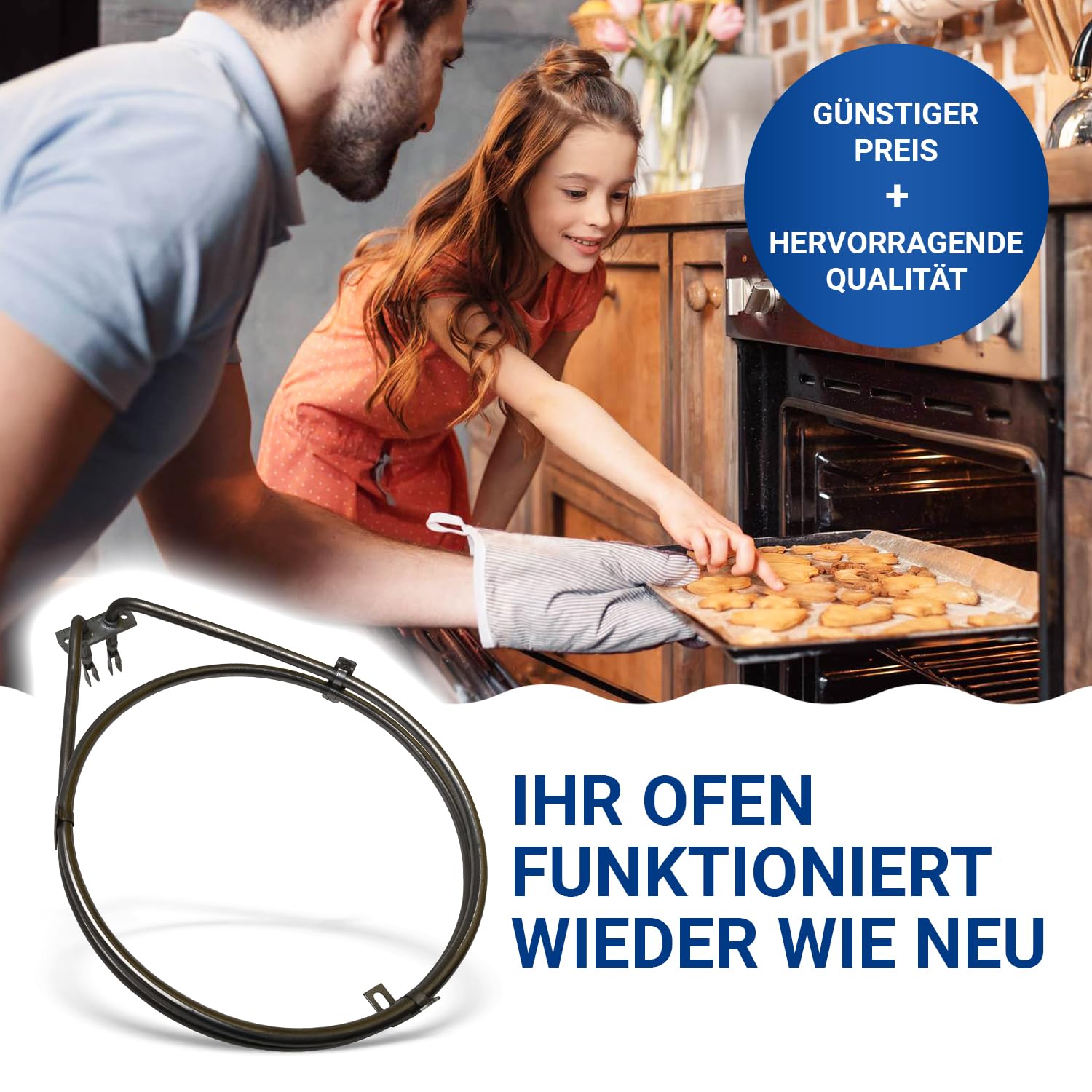 VIOKS Heizelement 240V 2300W+ Ringheizung Heißluft Ersatz für EGO 20.29477.000 Bosch Siеmens 00499003 00483636 Heizung Backofen Umluftheizung Umluftheizkörper - Heizelemente für Backöfen & Herde