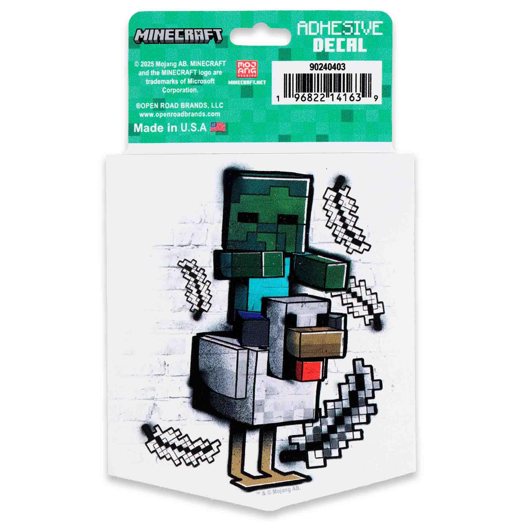 Minecraft Sketched Chicken Jockey Adhesive Vinyl Decal