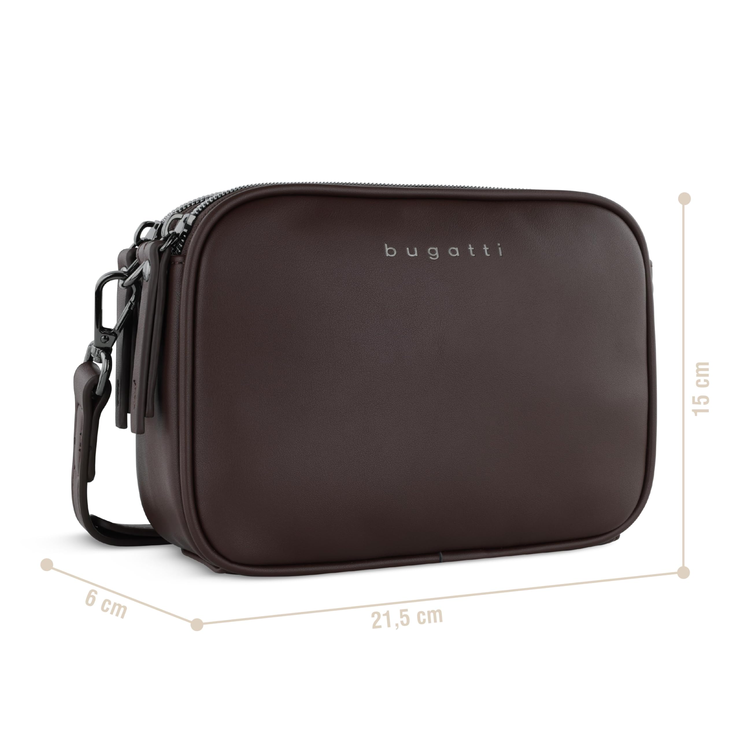 bugatti Umhängetasche Schultertasche Almata Crossbody Bag Brown dunkelbraun