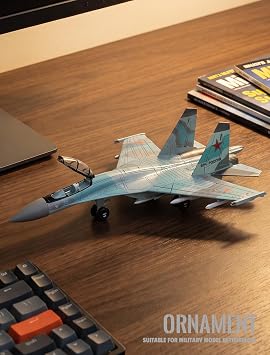 SEBUNAS 1:100 Scale SU-35S Fighter Jet Quick Build Model Kit Plastic Millitary Jet Plane Toy Assembly Aircraft Model with Stand Gift for Adults and Kids (25 Pieces)