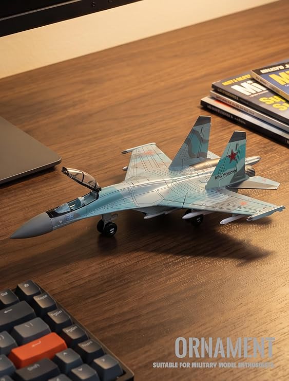 SEBUNAS 1:100 Scale SU-35S Fighter Jet Quick Build Model Kit Plastic Millitary Jet Plane Toy Assembly Aircraft Model with Stand Gift for Adults and Kids (25 Pieces)