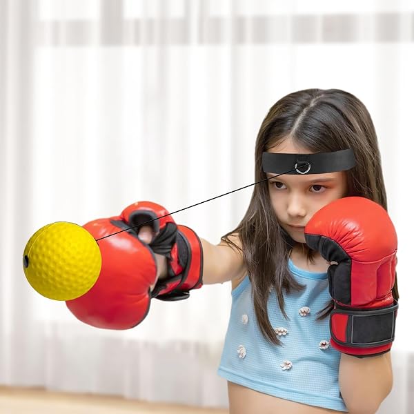 Balle d'entraînement réflexe – Balle de réaction de boxe avec bandeau, outil d'amélioration de la coordination œil-main, équipement d'entraînement de boxe débutants, balles d'entraînement portables - 4