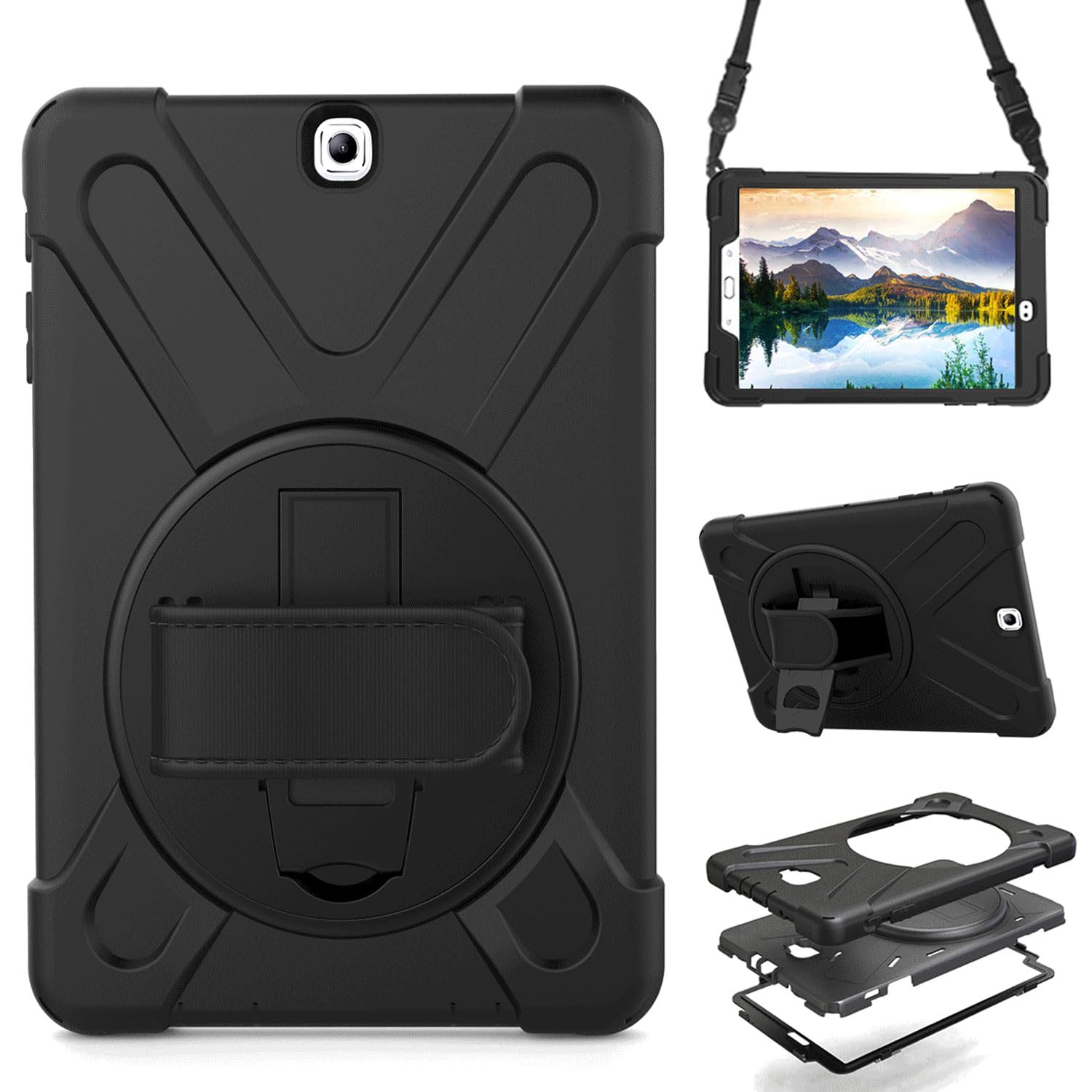 Case for Samsung Galaxy Tab S2 9.7 2015 (SM-T810/T813/T815/T817/T818/T819),Portable Heavy Duty Dropproof Protective Cover Case with 360 Rotating Stand