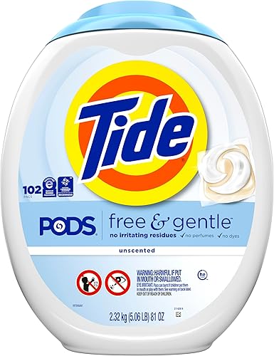Vista 23 de Tide Detergente para ropa libre de PODS y suave, compatible con él, sin perfume, suave con la piel, 76 unidades, detergente para ropa Tide PODS