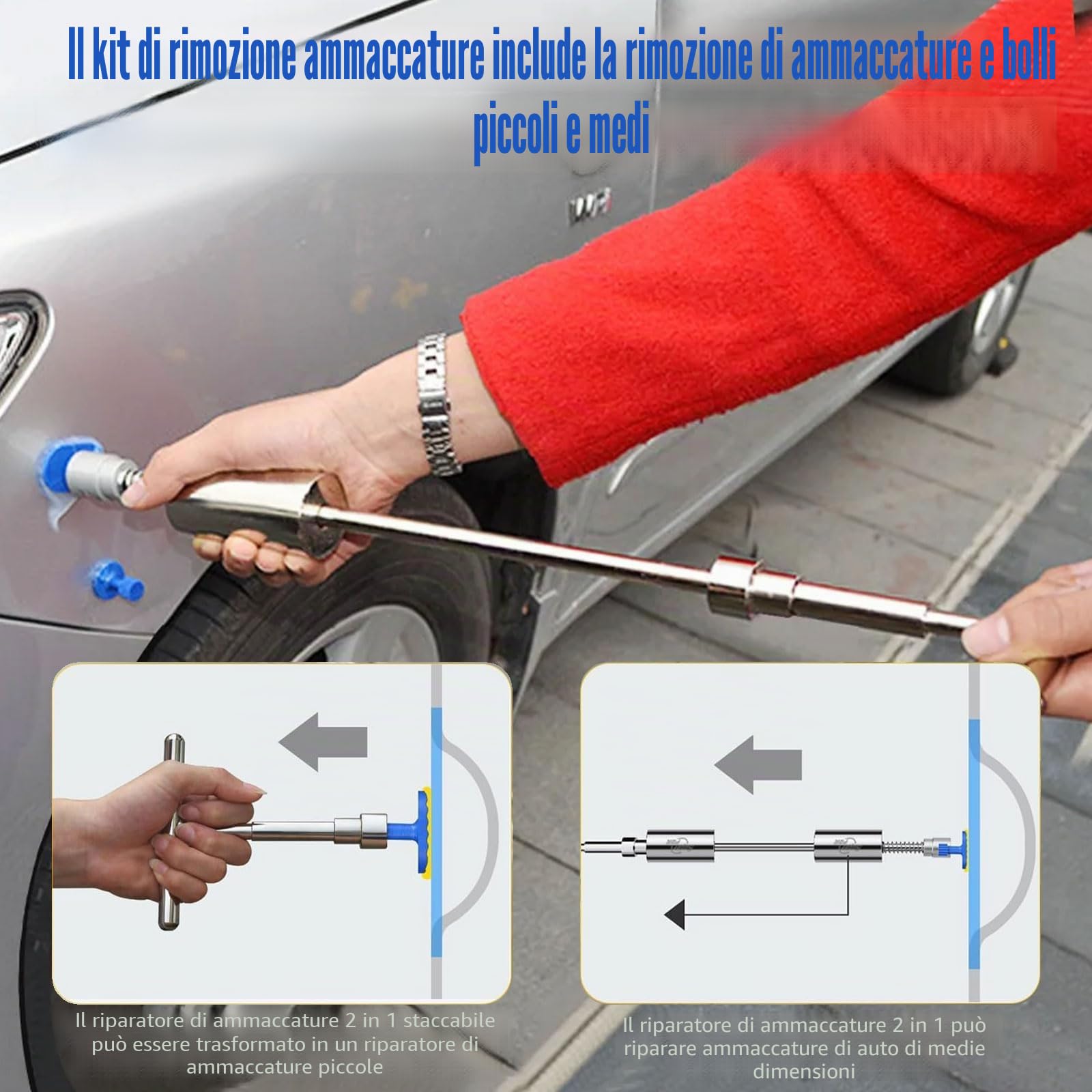 Tirabolli per Carrozzeria,29pcs Kit Rimozione Ammaccature Auto,Kit Riparazione Carrozzeria Auto,Strumento per Riparazione Ammaccature,Kit Rimozione delle Ammaccature Senza Verniciatura