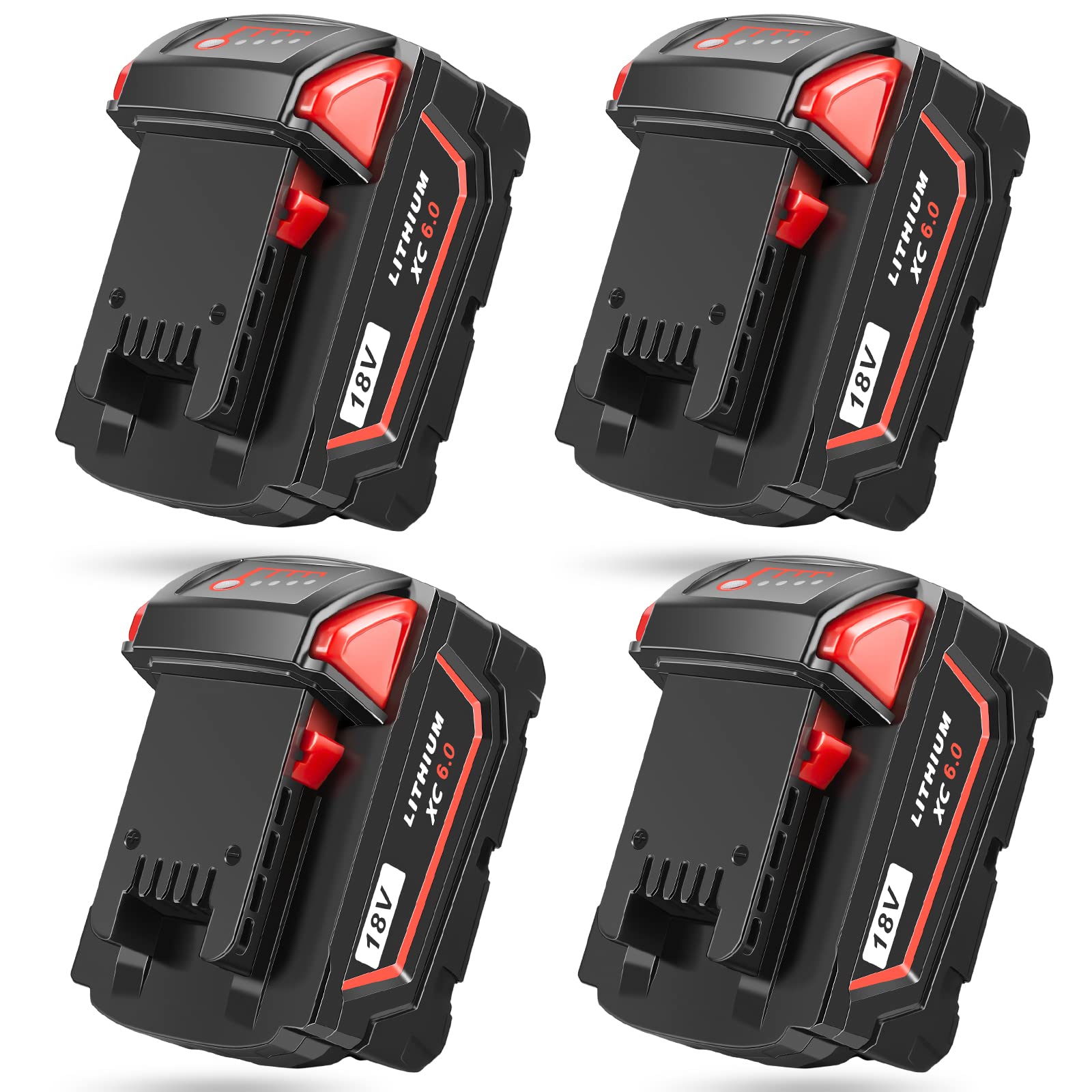4packs 6Ah 18V Battery Replacement for Milwaukee M - 18 Battery