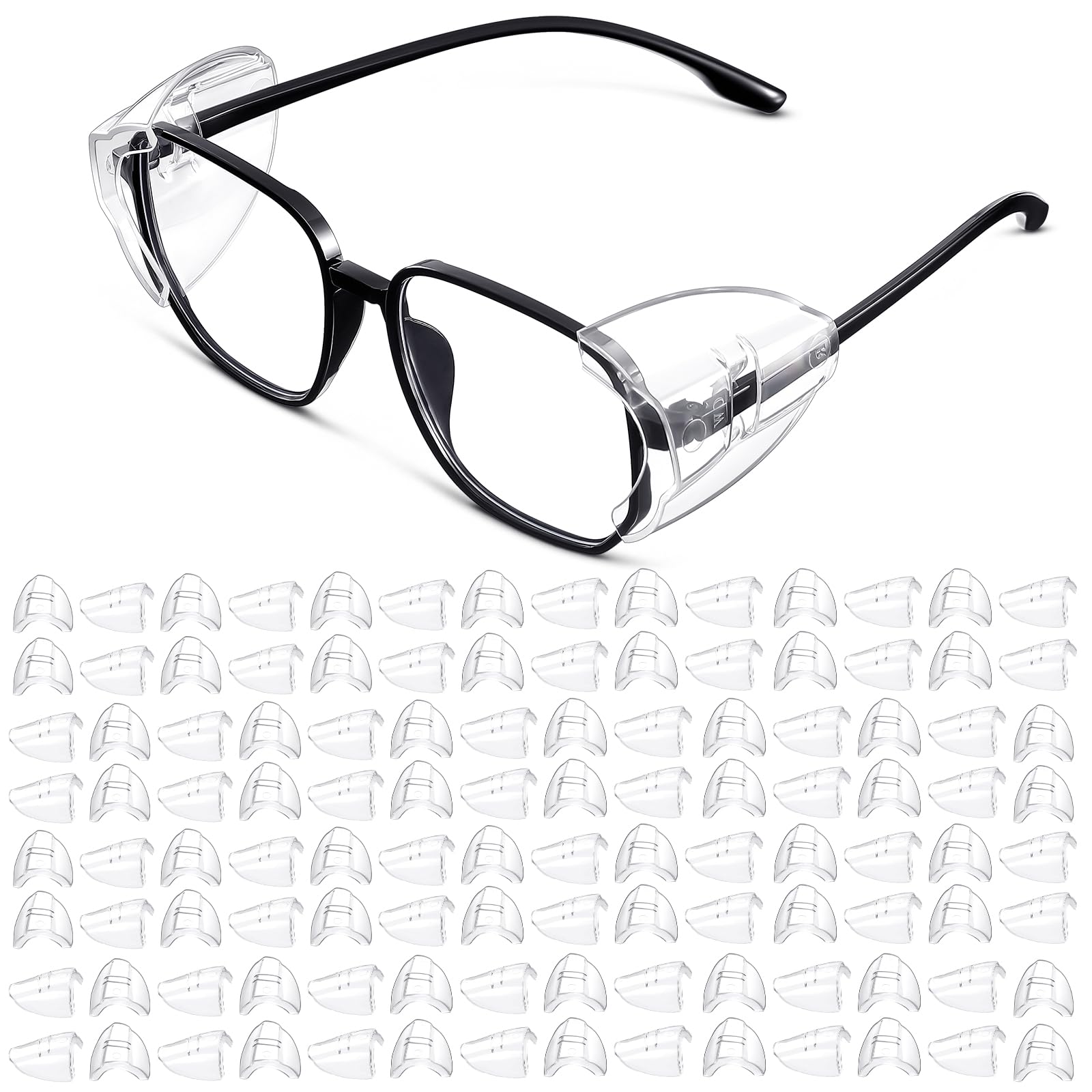 Tellegloww Gafas de seguridad, protectores laterales, protectores laterales para gafas, universales