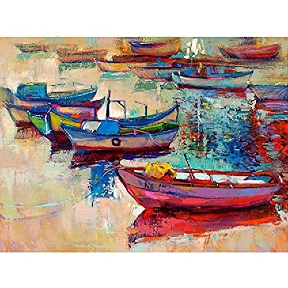 Boats And Ocean Painting Unframed Art Print Poster Wall Decor 12x16 inch