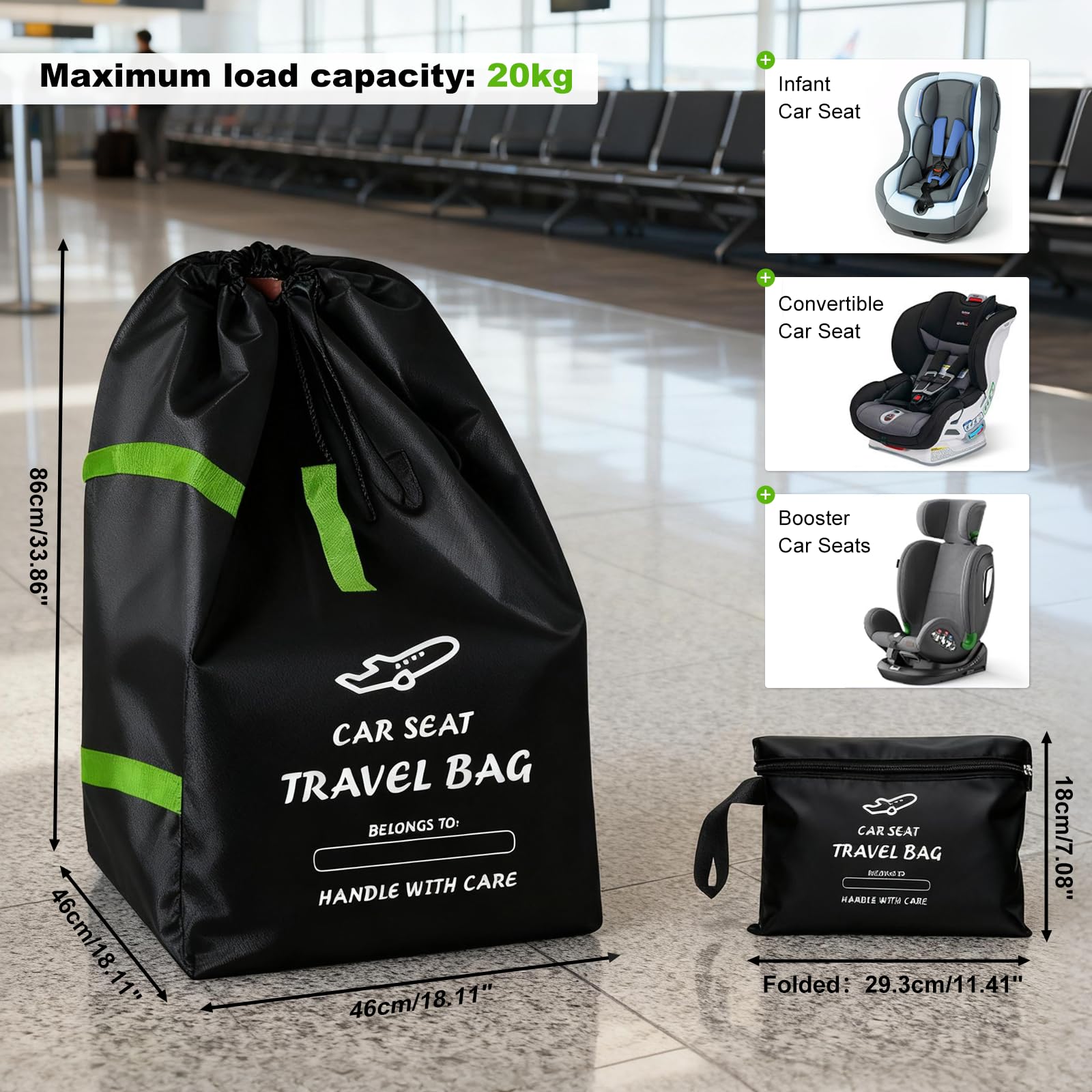 LPZMPZ Borsa per seggiolino auto Borsa per seggiolino per aereo Borsa da viaggio per seggiolino auto Gate Check Borsa per seggiolino auto Borsa per seggiolino per auto Borsa da viaggio per aereo Borsa