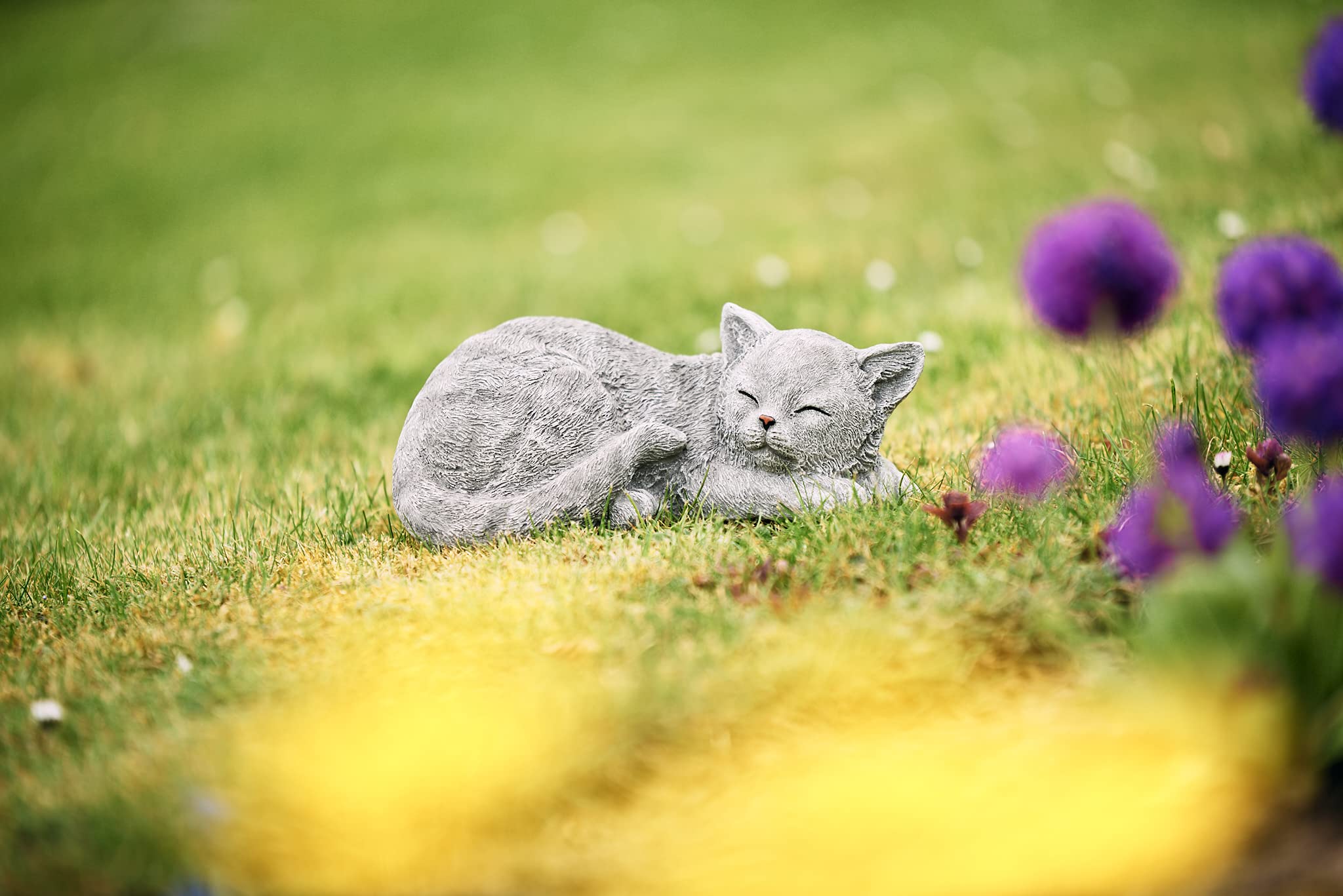 stoneandstyle Statua in pietra, Gatto in pietra, fatto a mano, resistente al gelo