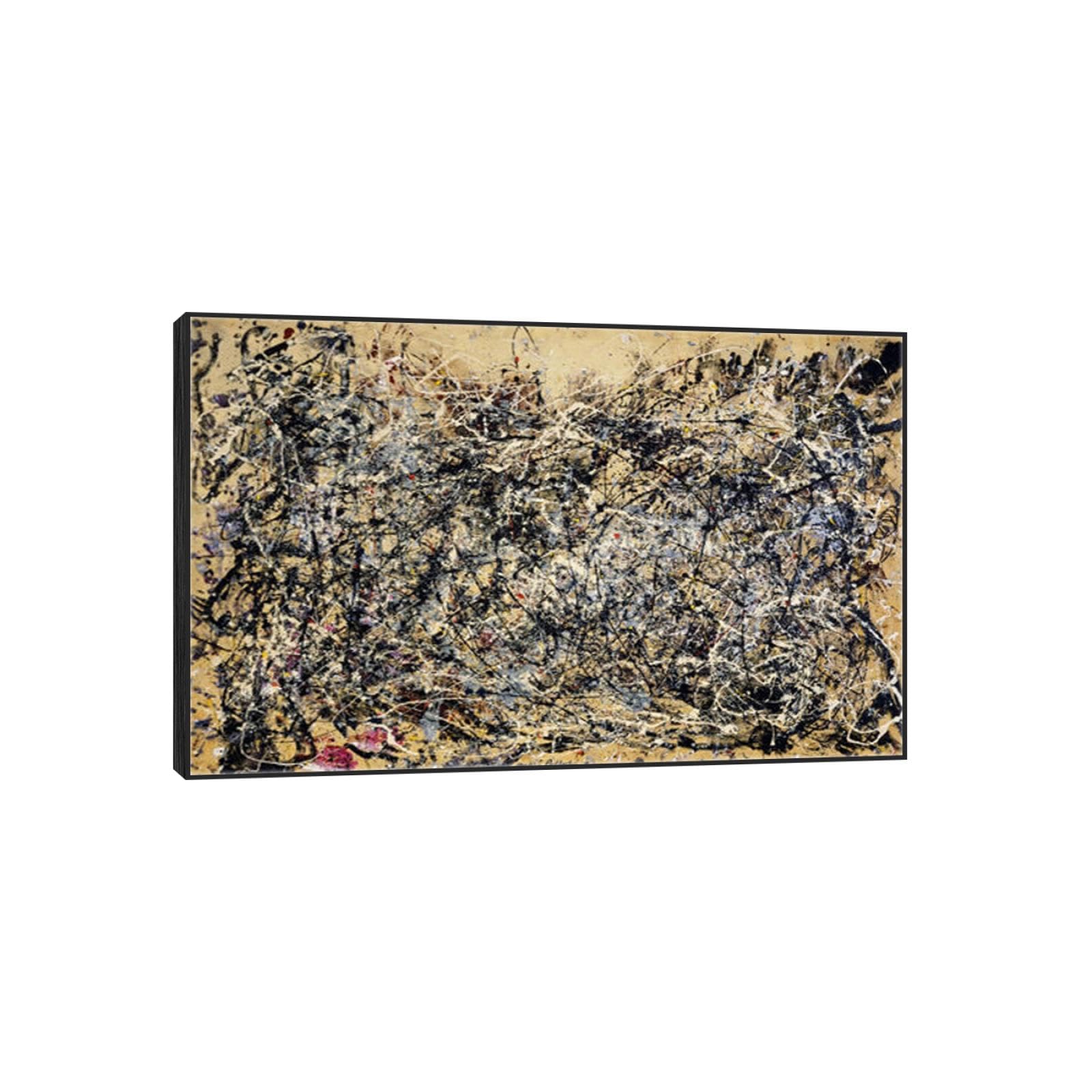 GJRYHXT Jackson Pollock Framed Wall Art Painting: No. 1A-1948. Famous Abstract Artwork Reproduction on Canvas. Decor Picture for Living Room 40x61cm(15.7x24inch) Black Frame