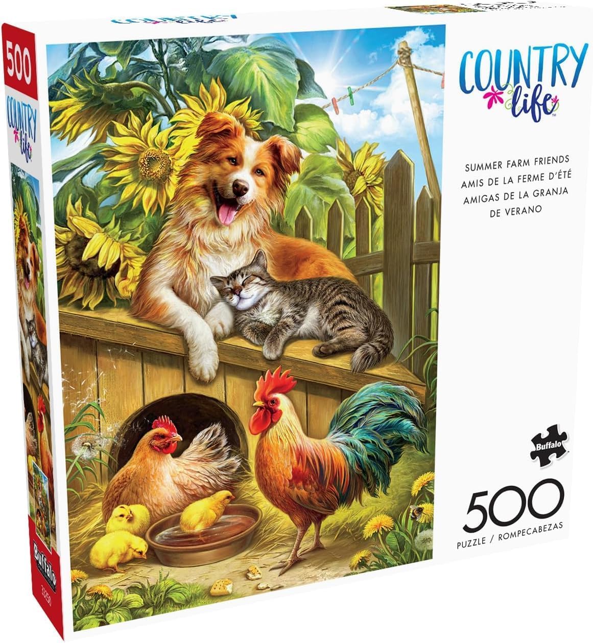 Buffalo Games - Nadia Strelkina - Summer Farm Friends - 500 Piece Jigsaw Puzzle for Adults -Challenging Puzzle Perfect for Game Nights - Finished Size is 21.25 x 15.00