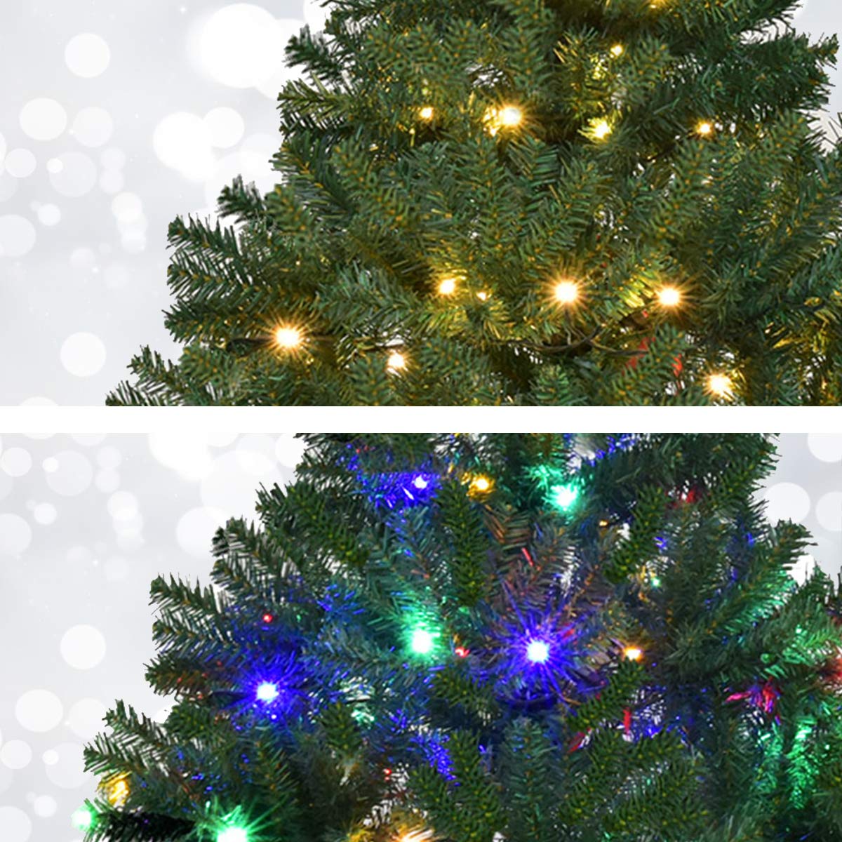 RELAX4LIFE Albero di Natale 180 cm, Artificiale Illuminato, Albero di Natale Illuminato in PVC, con Luce LED e Supporto in Metallo, Verde, Vari Dimensioni