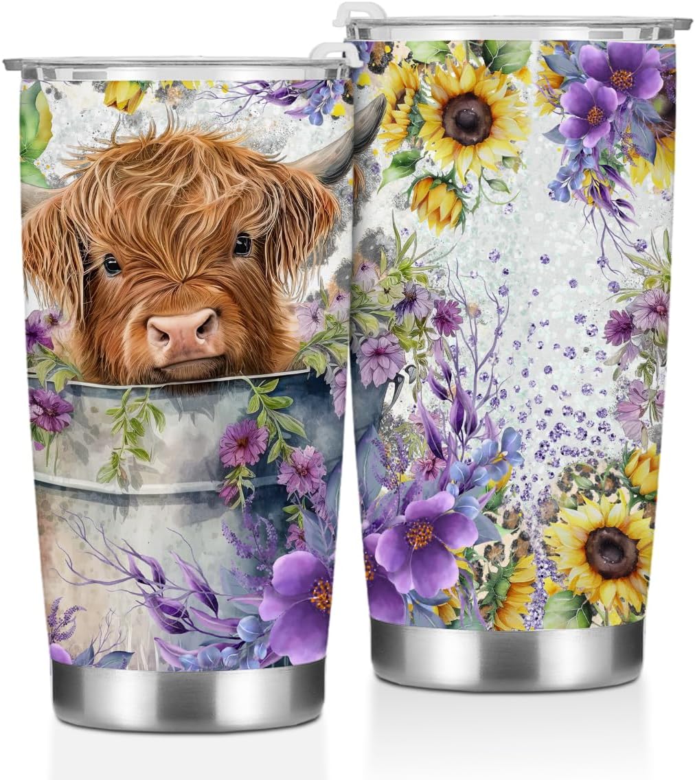 Cow Print Tumbler, Western Decor Gifts for Women Men Cow Lovers Girls Niece Friendship Birthday Christmas, Western Coffee Mug Stainless Steel Vacuum Insulated Double Wall Travel Cup with Lid,20oz